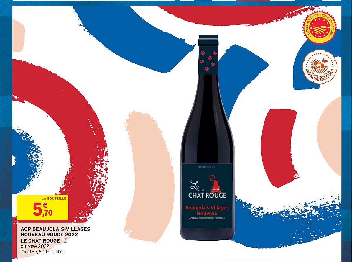 aop beaujolais-villages nouveau rouge 2022 le chat rouge
