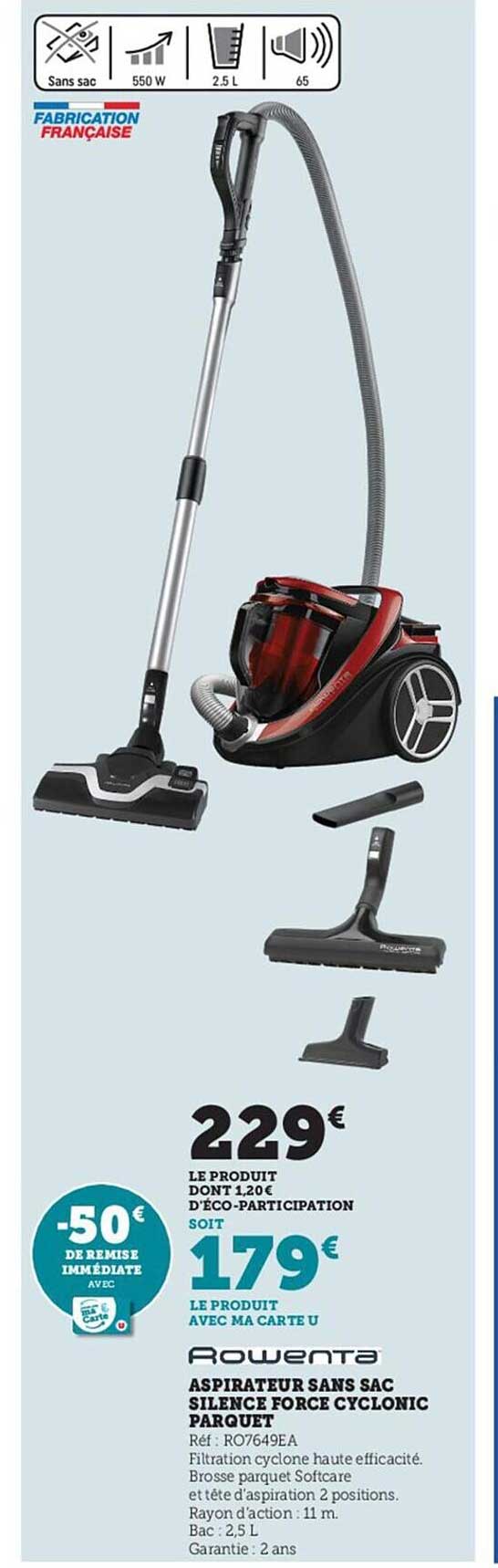 aspirateur sans sac silence force cyclonic parquet rowenta