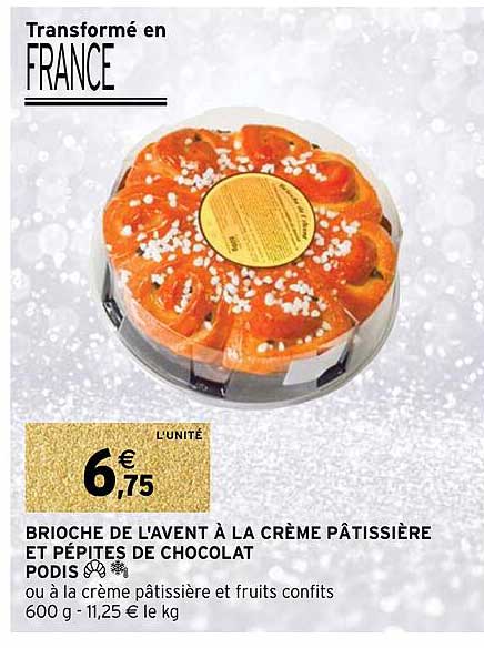 brioche de l'avent à la crème pâtissière et pépites de chocolat