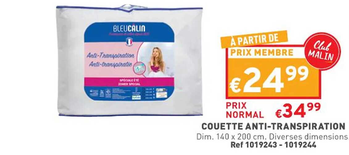 couette anti-transpiration bleu calin