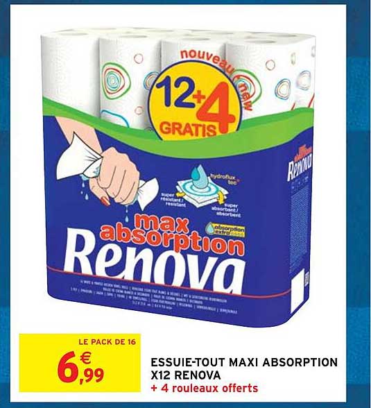 essuie-tout maxi absorption x12 renova