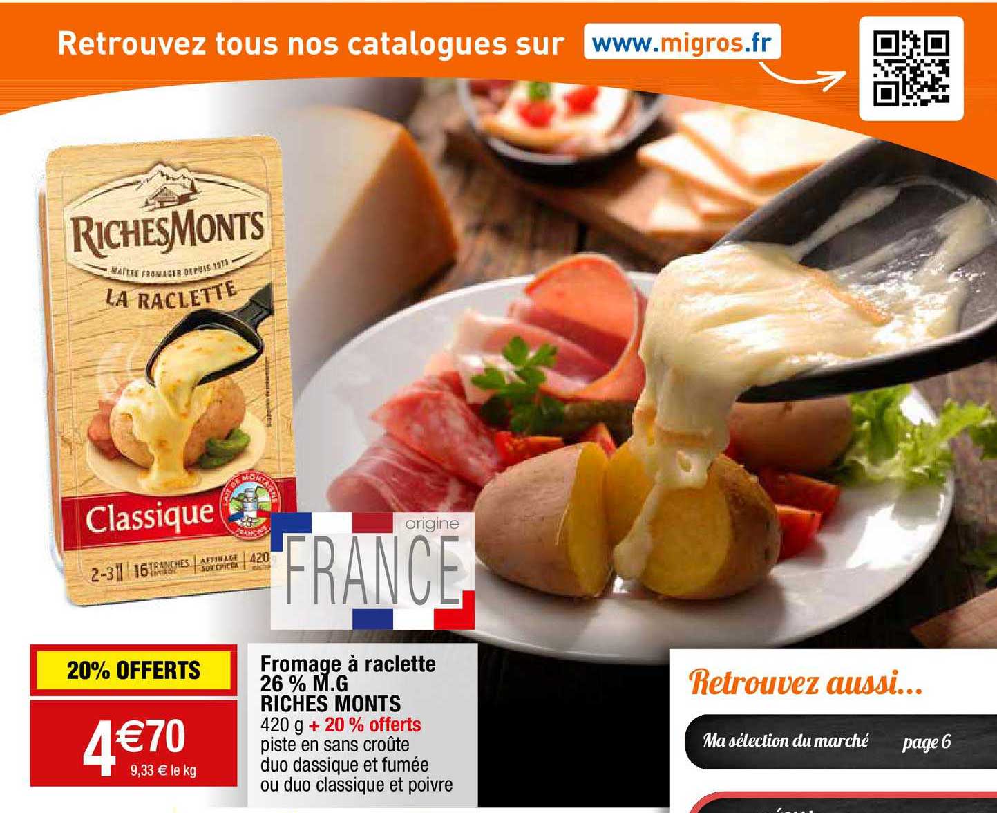 fromage à raclette 26% m.g. riches monts