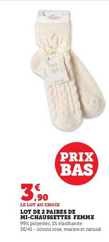 Lot De 2 Paires De Mi Chaussettes Femme