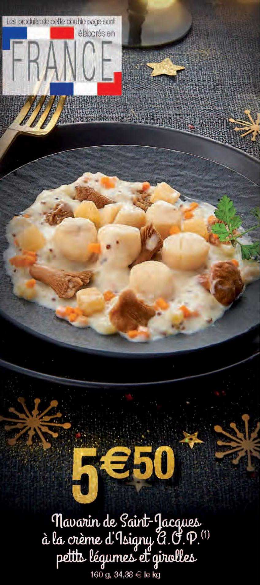 navarin de saint-jacques à la crème d'isigny a.o.p petite légumes et girolles