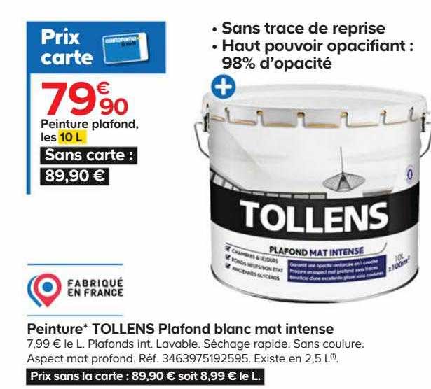 Peinture Tollens Plafond Blanc Mat Intense