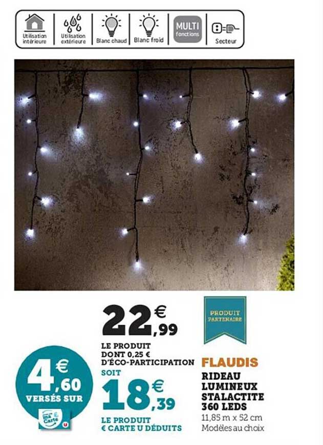 rideau lumineux stalactite 360 leds flaudis