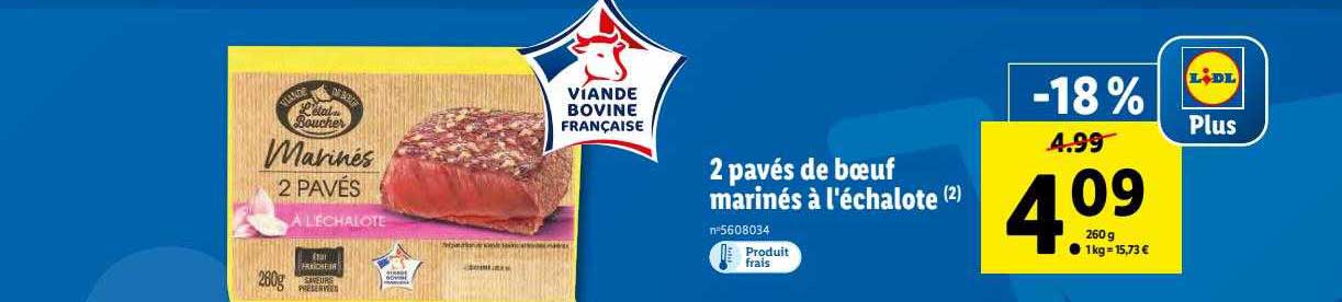 2 pavés de boeuf marinés à l'échalote
