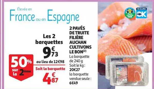 2 pavés de truite filière auchan cultivons le bon