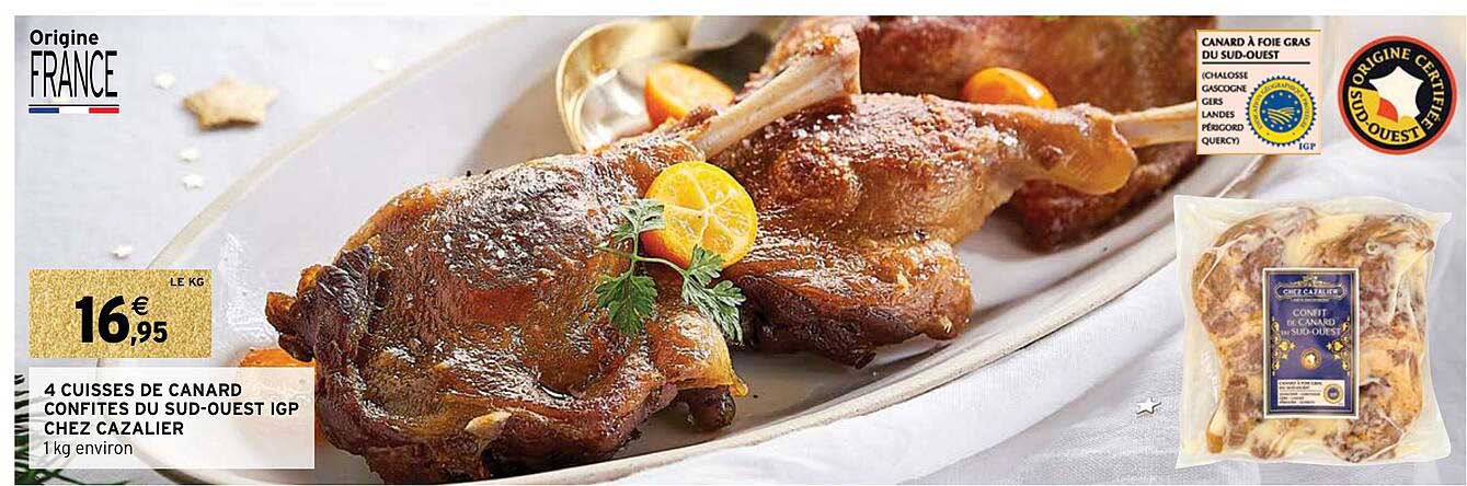 4 Cuisses De Canard Confites Du Sud-ouest Igp Chez Cazalier