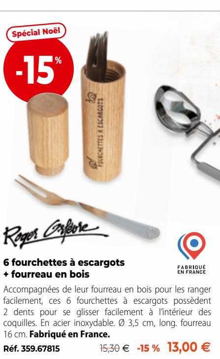 6 fourchettes à escargots + fourreau en bois