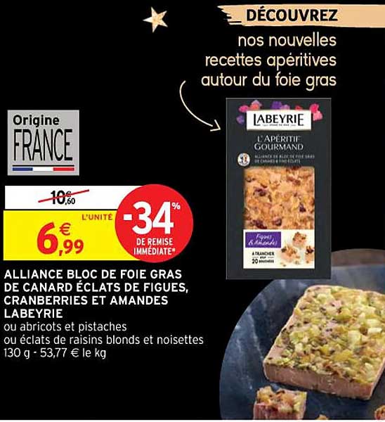 alliance bloc de foie gras de canard éclats de figues, cranberries et amandes labeyrie