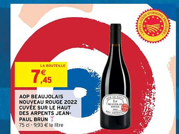 aop beaujolais nouveau rouge 2022 cuvée sur le haut des arpents jean-paul brun