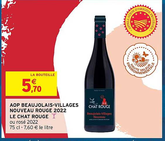 aop beaujolais-villages nouveau rouge 2022 le chat rouge