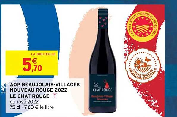 aop beaujolais-villages nouveau rouge 2022 le chat rouge