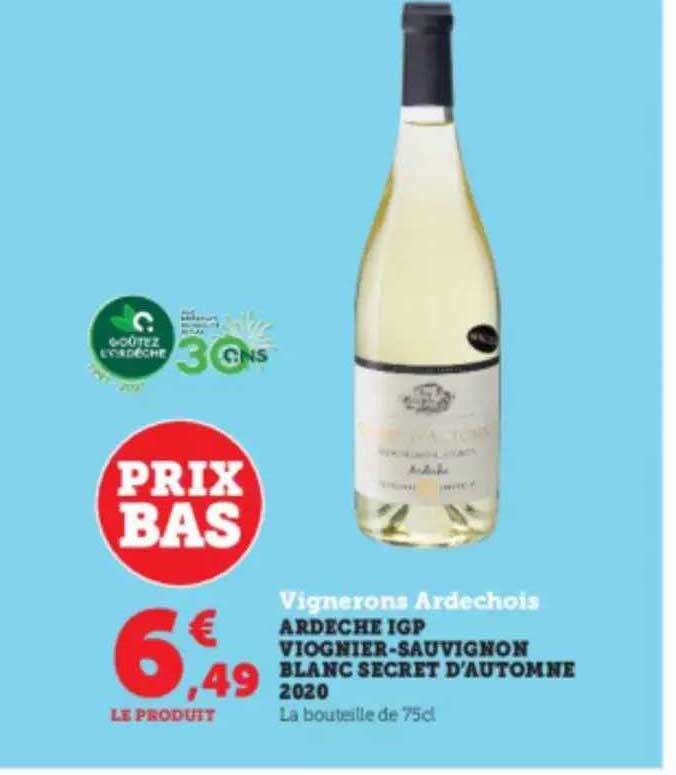 ardèche igp viognier-sauvignon blanc secret d'automne 2020 vignerons ardechois