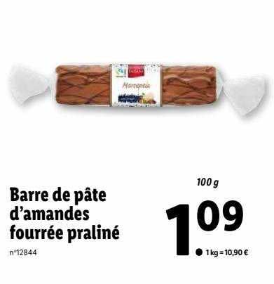 barre de pâte d'amandes fourrée praliné favorina