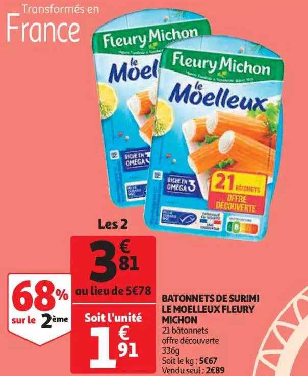 bâtonnets de surimi le moelleux fleury michon