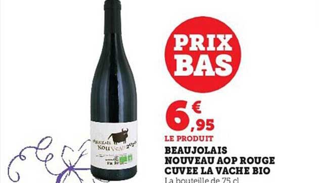 beaujolais nouveau aop rouge cuvée la vache bio