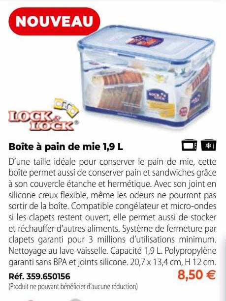 boîte à pain de mie 1,l lock lock