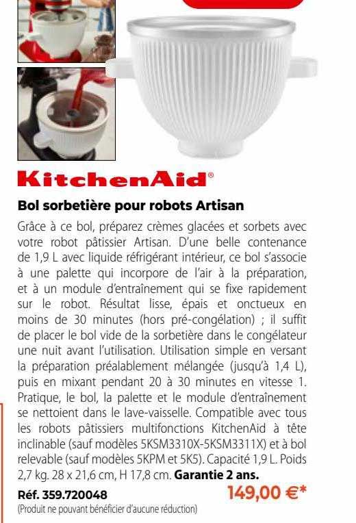 bol sorbetière pour robots artisan kitchenAid