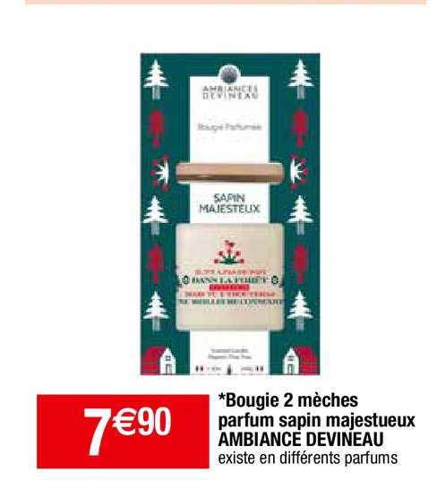 bougie 2 mèches parfum sapin majestueux ambiance devineau