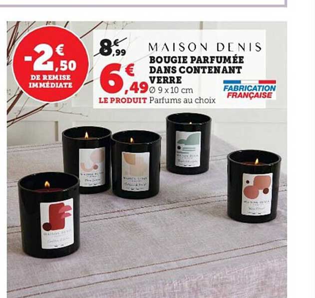 bougie parfumée dans contenant verre maison denis