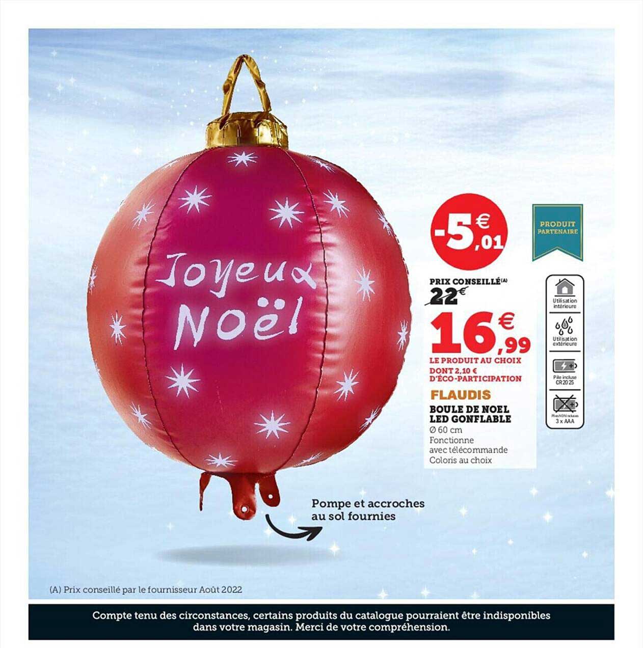 boule de noël led gonflable flaudis