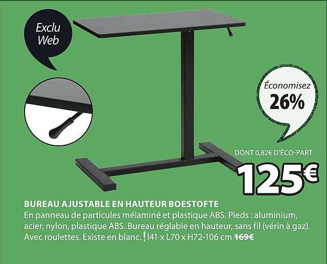 bureau ajustable en hauteur boestofte
