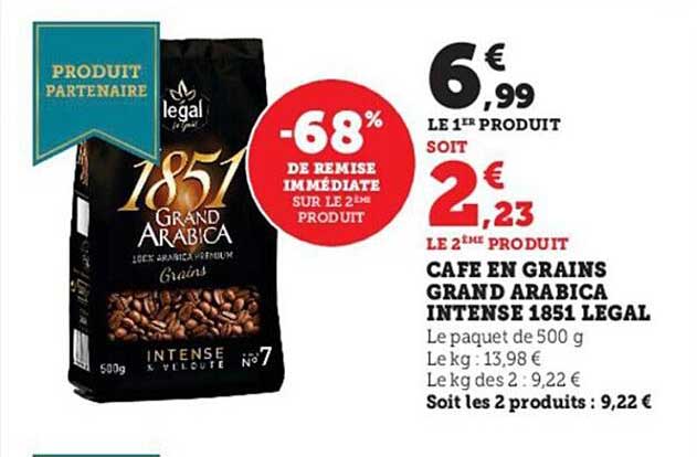 café en grains grand arabica intense 1851 légal