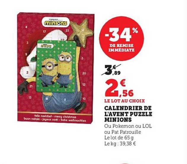 calendrier de l'avent puzzle minions