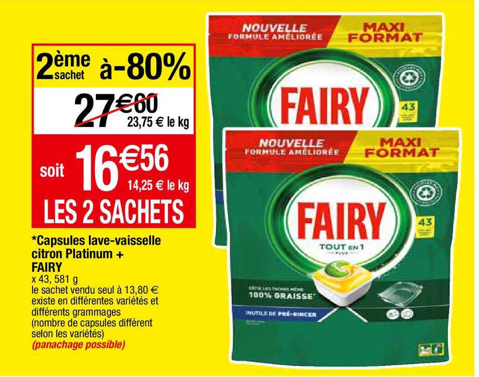 Capsules Lave-vaisselle Citron Platinum+ Fairy