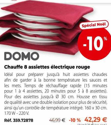 chauffe 8 assiettes électrique rouge domo