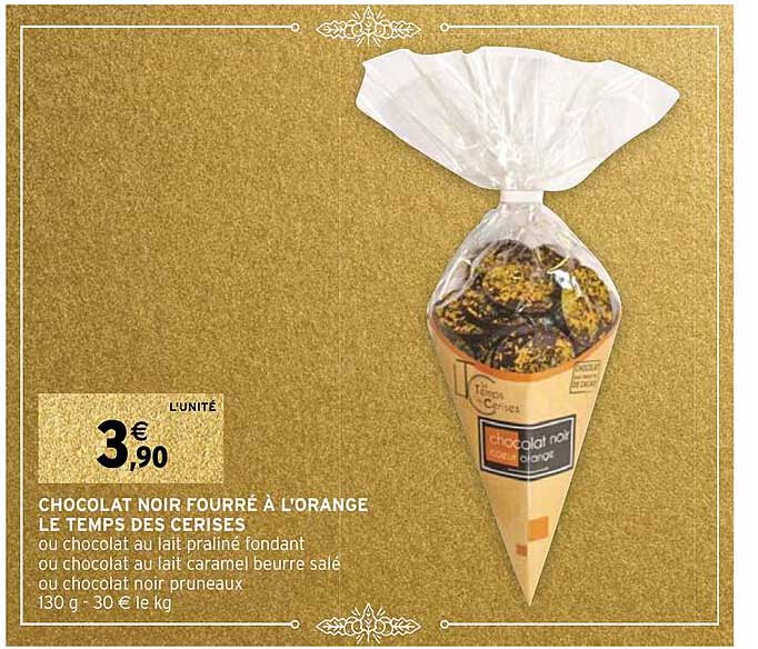 chocolat noir fourré à l'orange le temps des cerises