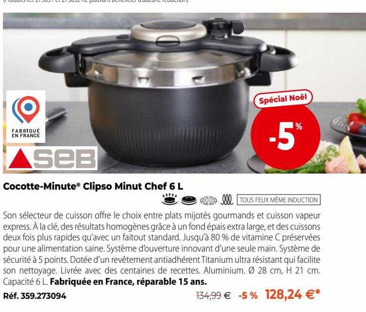 cocotte-minute clipso minut chef 6l seb