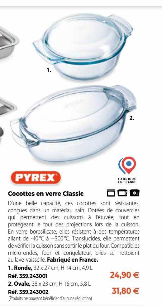 cocottes en verre classic pyrex