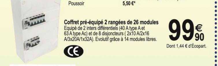 coffret pré-équipé 2 rangées de 26 modules