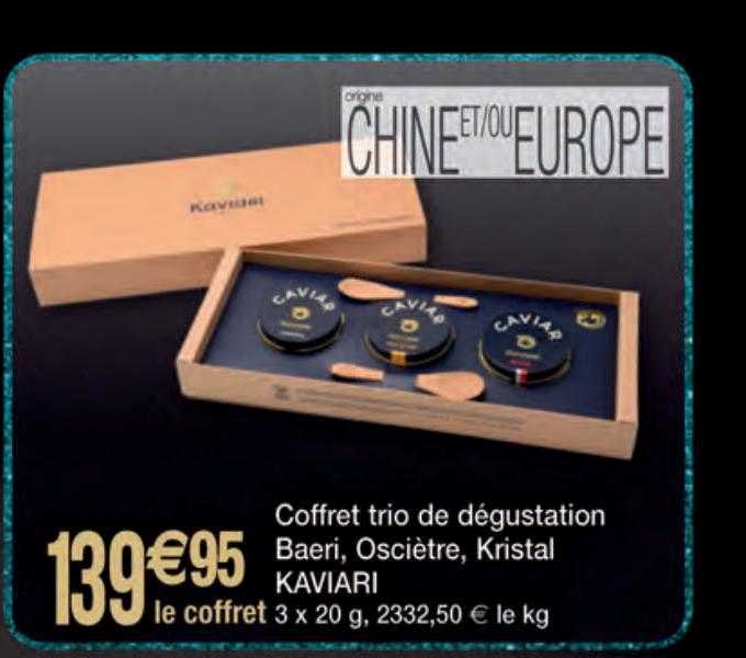 coffret trio de dégustation baeri, osciètre, kristal kaviari