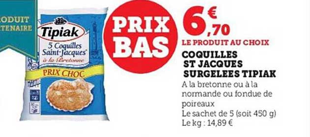 coquilles st jacques surgelées tipiak