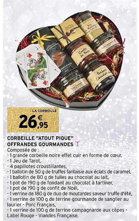 corbeille "atout pique" offrandes gourmandes