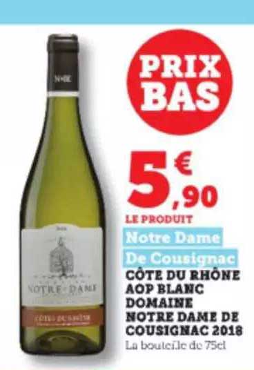 côte du rhône aop blanc domaine notre dame de cousignac 2018