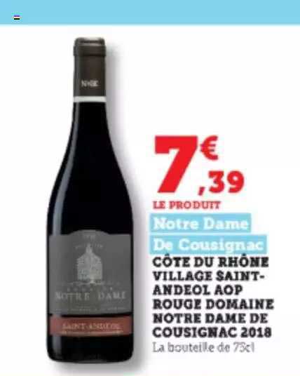 côte du rhône village saint-andeol aop rouge domaine notre dame de cousignac 2018