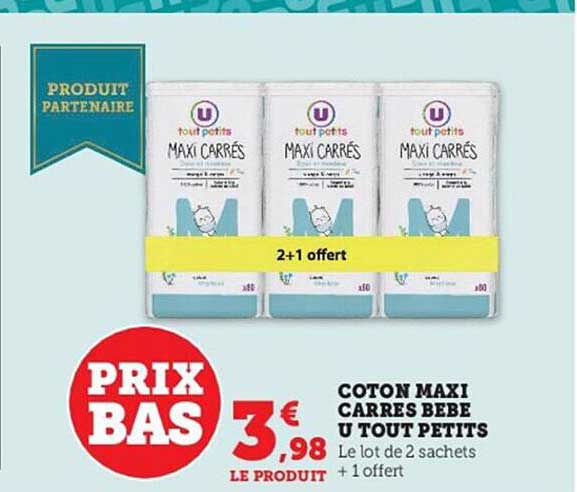 Coton Maxi Carrés Bébé U Tout Petits