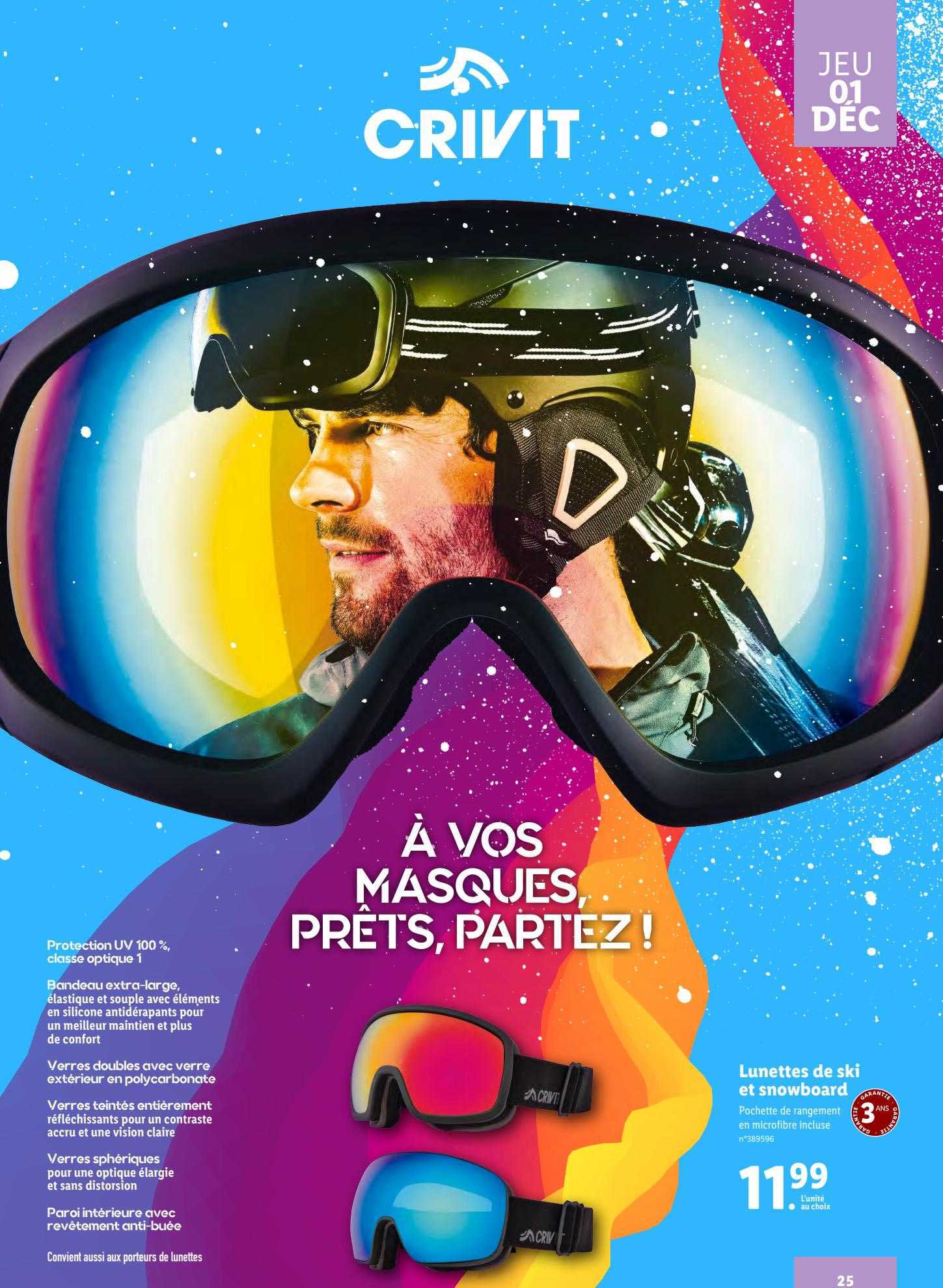 crivit lunettes de ski e snowboard