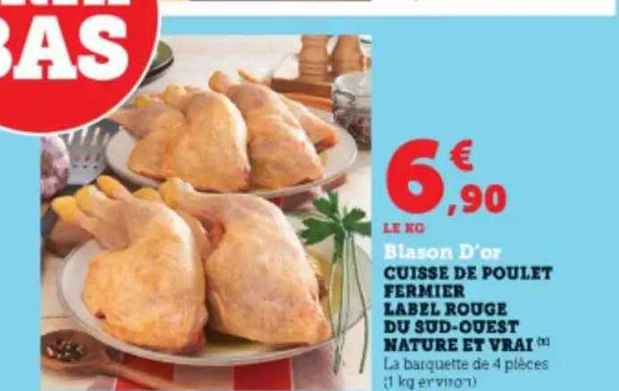 cuisse de poulet fermier label rouge du sud-ouest nature et vrai blason d'or