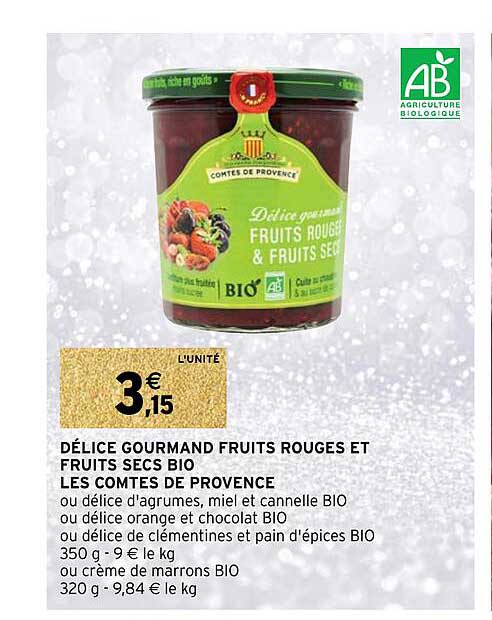 délice gourmand fruits rouges et fruits secs bio les comtés de provence