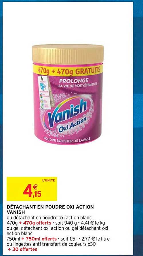 détachant en poudre oxi action vanish
