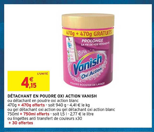 détachant en poudre oxi action vanish