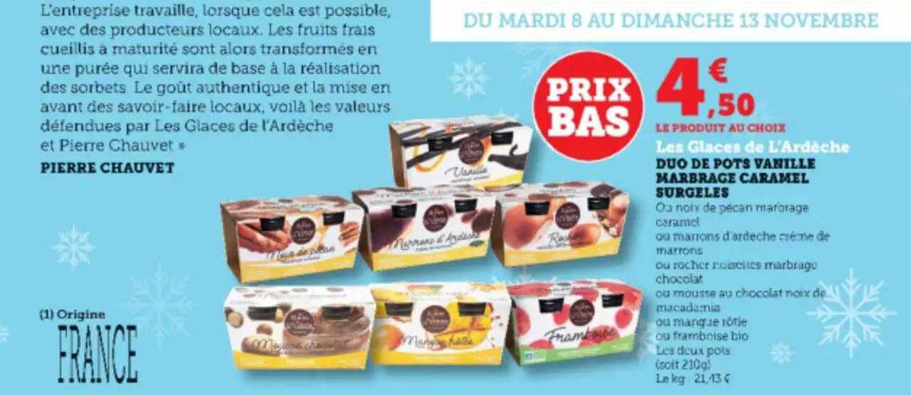 duo de pots vanille marbrage caramel surgelés les glaces de l'ardèche