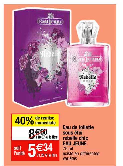 eau de toilette sous étui rebelle chic eau jeune