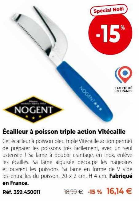 écailleur à Poisson Triple Action Vitécaille Nogent